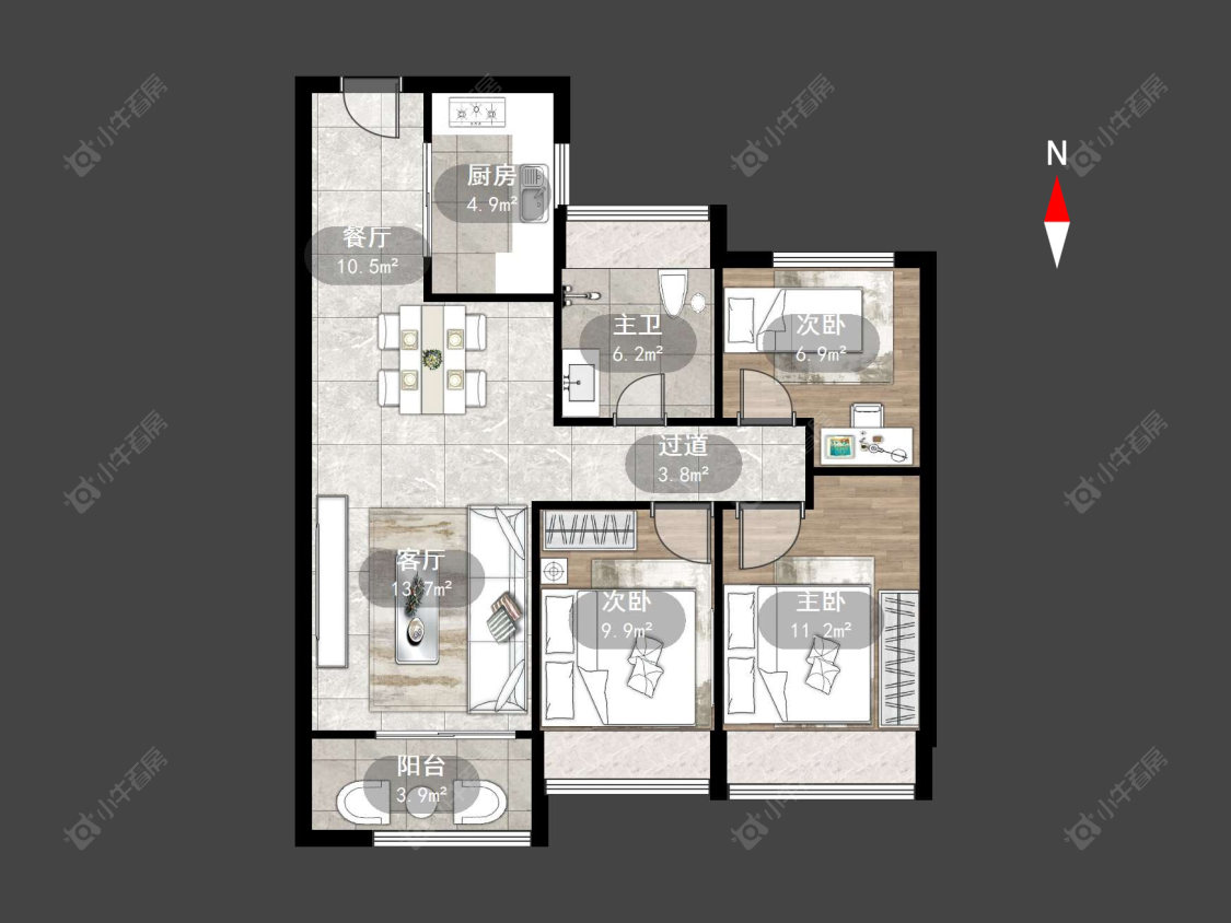 常州万达光语未来一期在售二手房源户型图_小牛看房