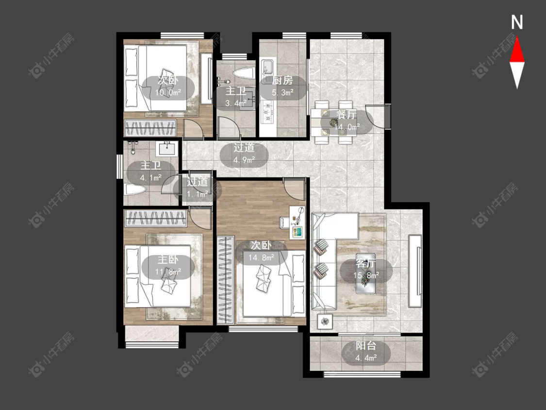 常州瑞富花苑在售二手房源户型图_小牛看房