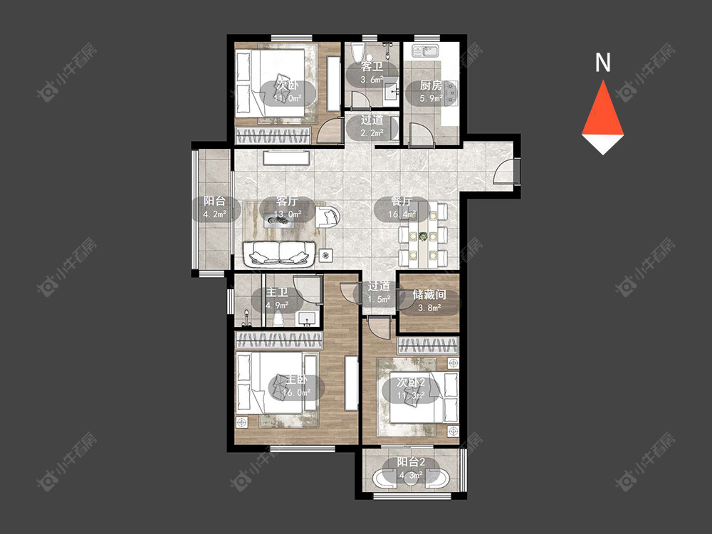 常州美的国宾府在售二手房源户型图_小牛看房