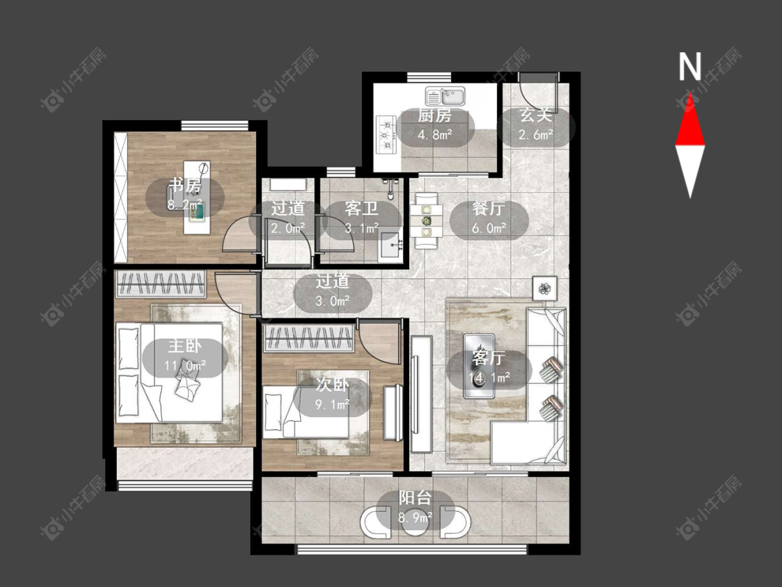 中梁金科启宸房源户型图 常州中梁金科启宸在售二手房源户型图_小牛看房