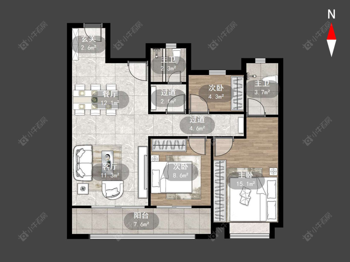常州雅居乐路劲棠颂在售二手房源户型图_小牛看房