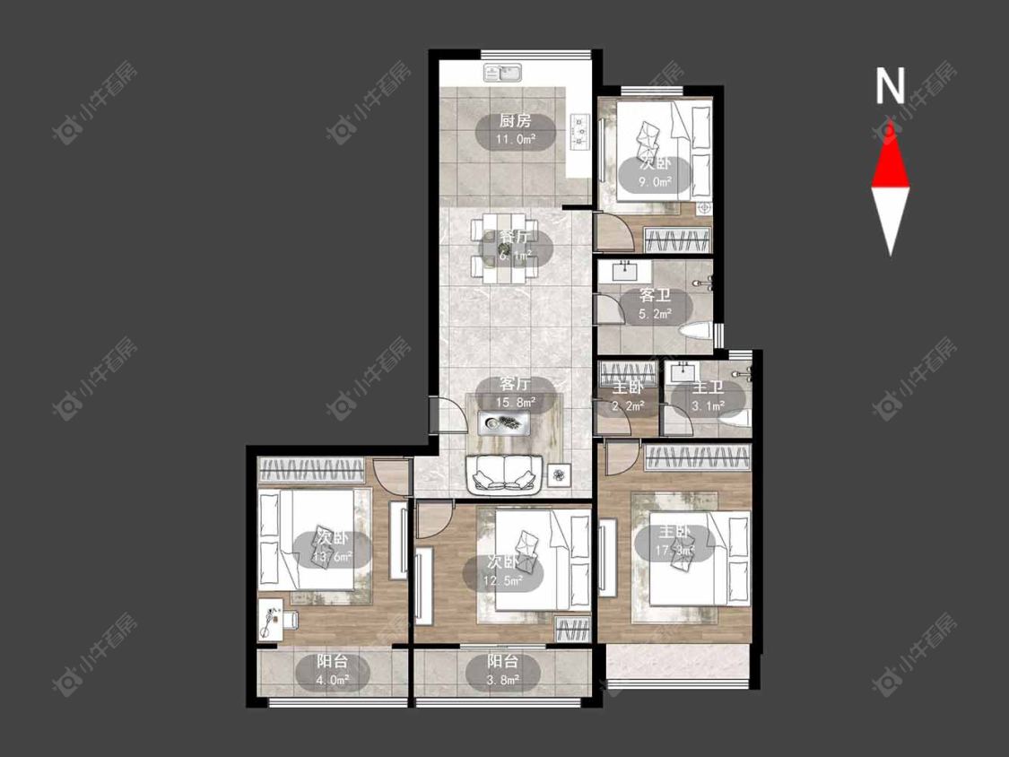 常州翰林雅居花苑在售二手房源户型图_小牛看房