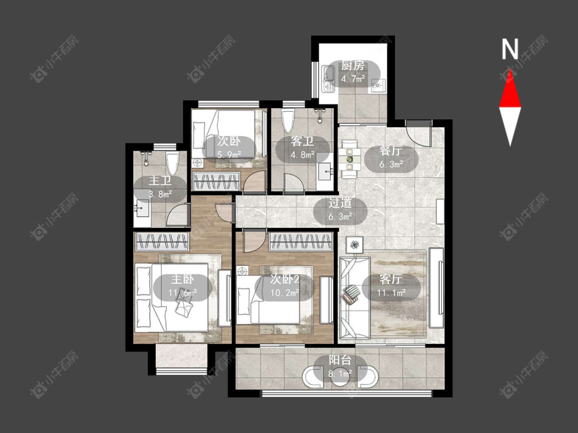 常州蓝光晶曜在售二手房源户型图_小牛看房
