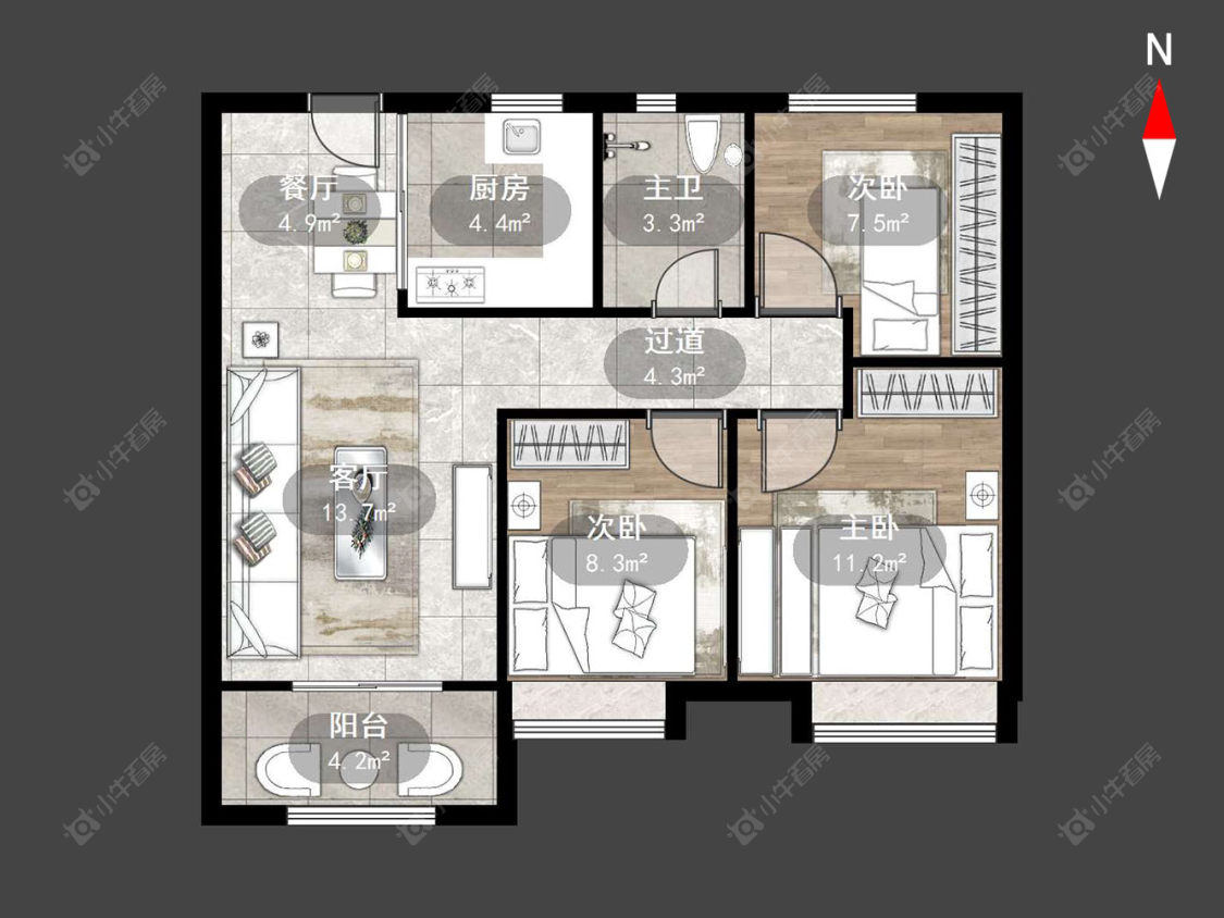 常州龙宸铭著在售二手房源户型图_小牛看房