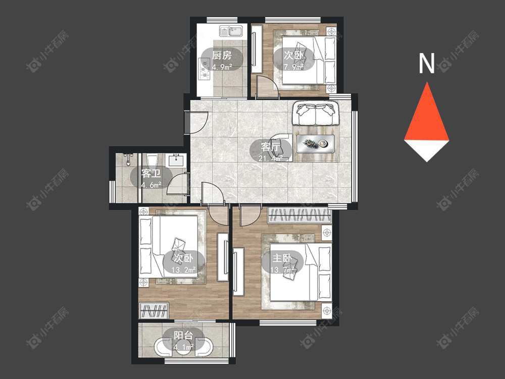 蓝天花园西区房源户型图 常州蓝天花园西区在售二手房源户型图_小牛看房