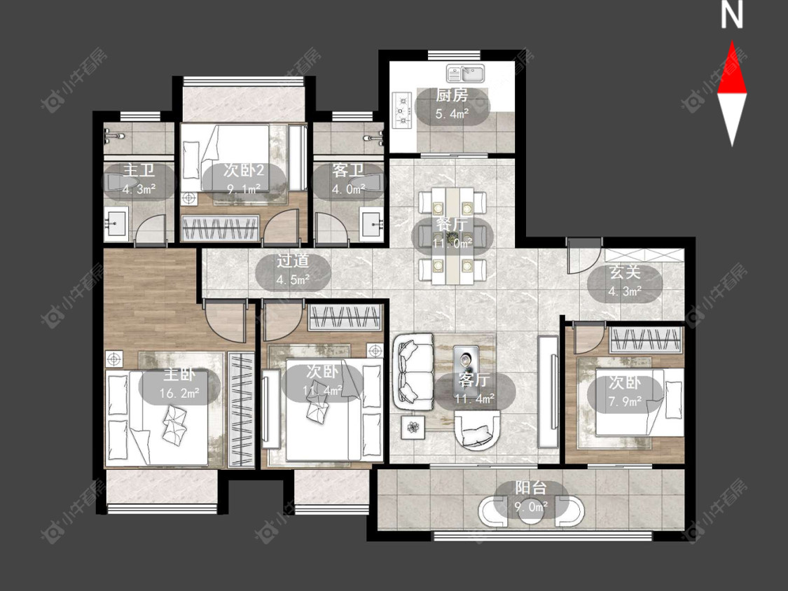 牡丹招商公园学府房源户型图 常州牡丹招商公园学府在售二手房源户型图_小牛看房