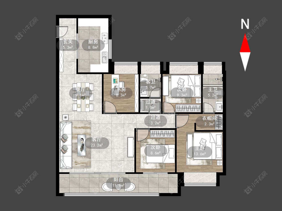 常州美的旭辉天赋在售二手房源户型图_小牛看房