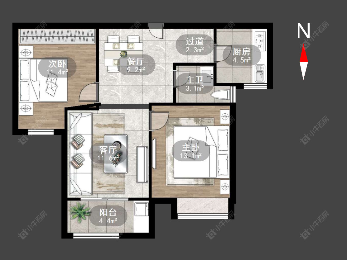 水岸花语房源户型图 常州水岸花语在售二手房源户型图_小牛看房