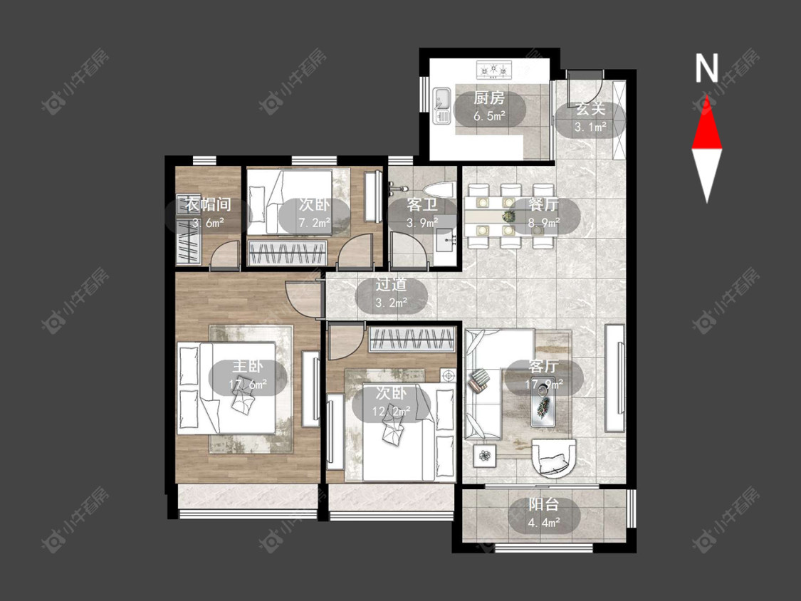 常州龙湖龙誉城四期在售二手房源户型图_小牛看房