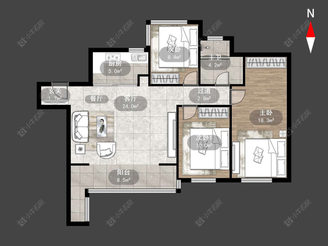 常州中南红玺台在售二手房源户型图_小牛看房
