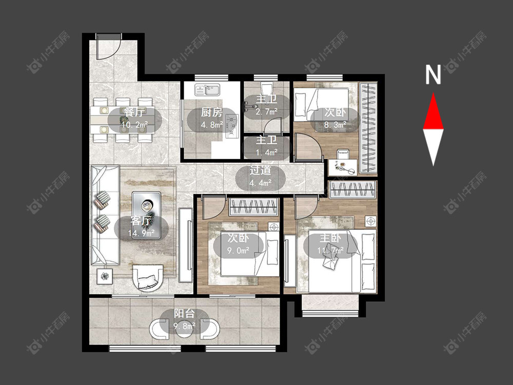 常州新城湖悦朗隽在售二手房源室内图_小牛看房