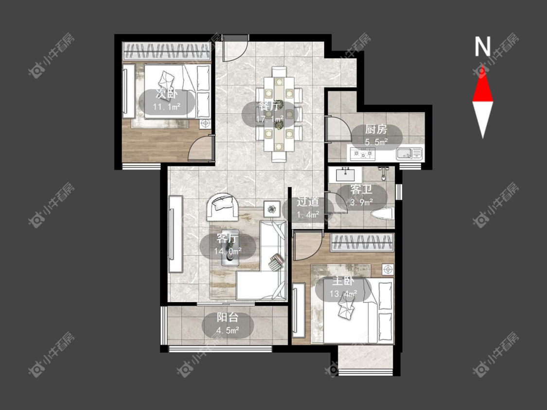常州蓝天新苑在租房源户型图_小牛看房