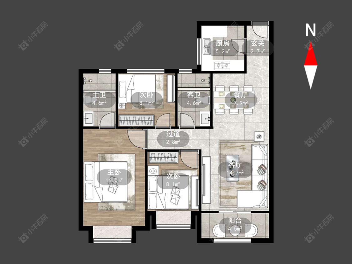 路劲城市主场房源户型图 常州路劲城市主场在售二手房源户型图_小牛看房