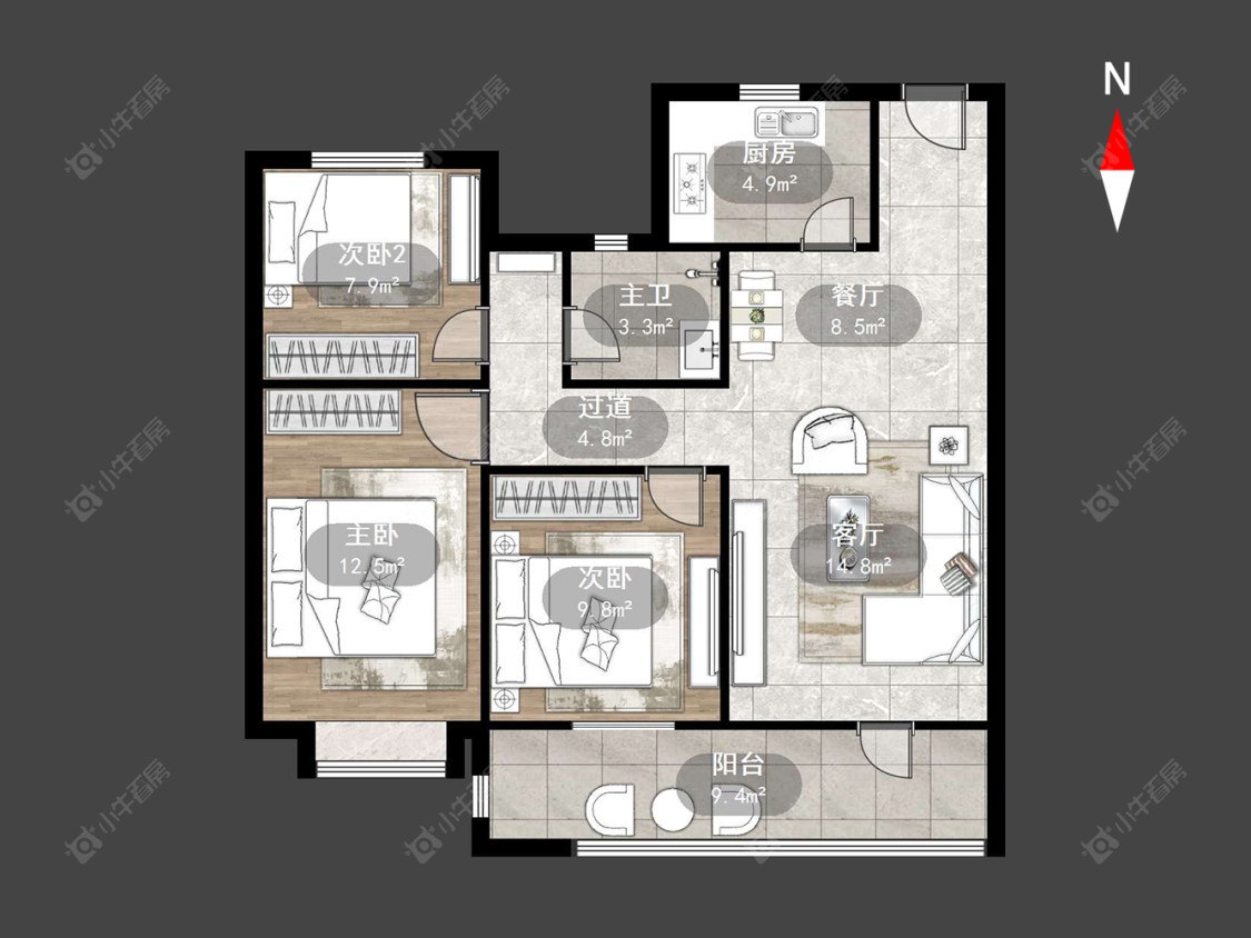 中梁金科启宸房源户型图 常州中梁金科启宸在售二手房源户型图_小牛看房