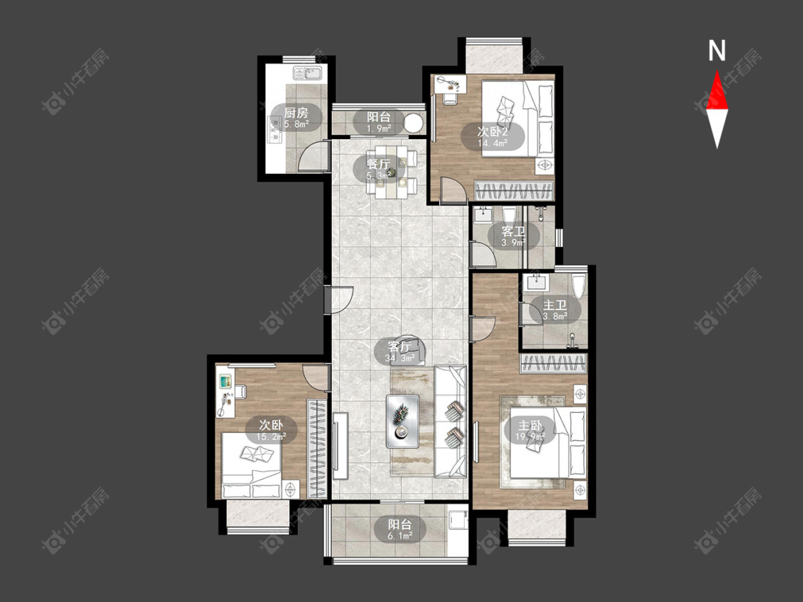 常州香江华廷花园在售二手房源户型图_小牛看房