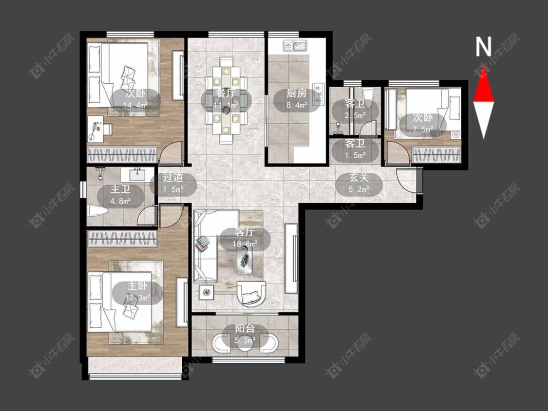 莱蒙城中央府西区房源户型图 常州莱蒙城中央府西区在售二手房源户型图_小牛看房