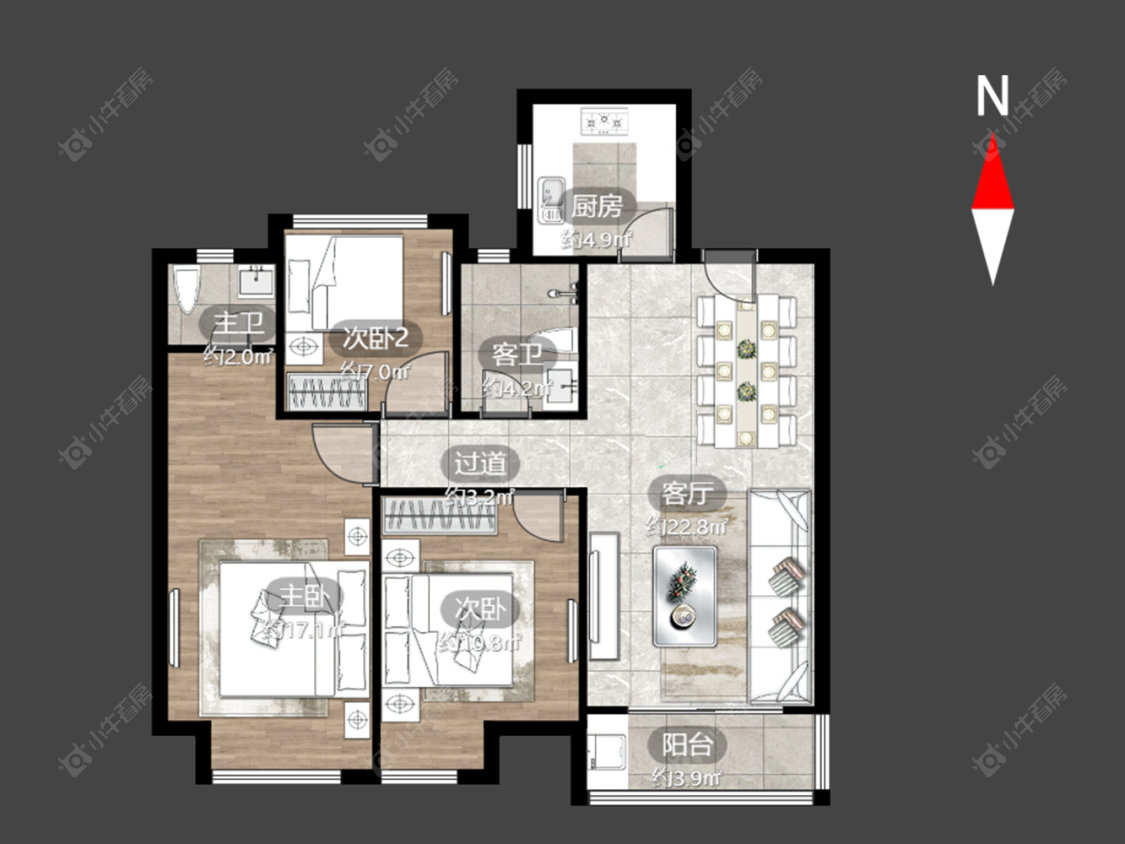 常州中海龙城花园西区在售二手房源户型图_小牛看房
