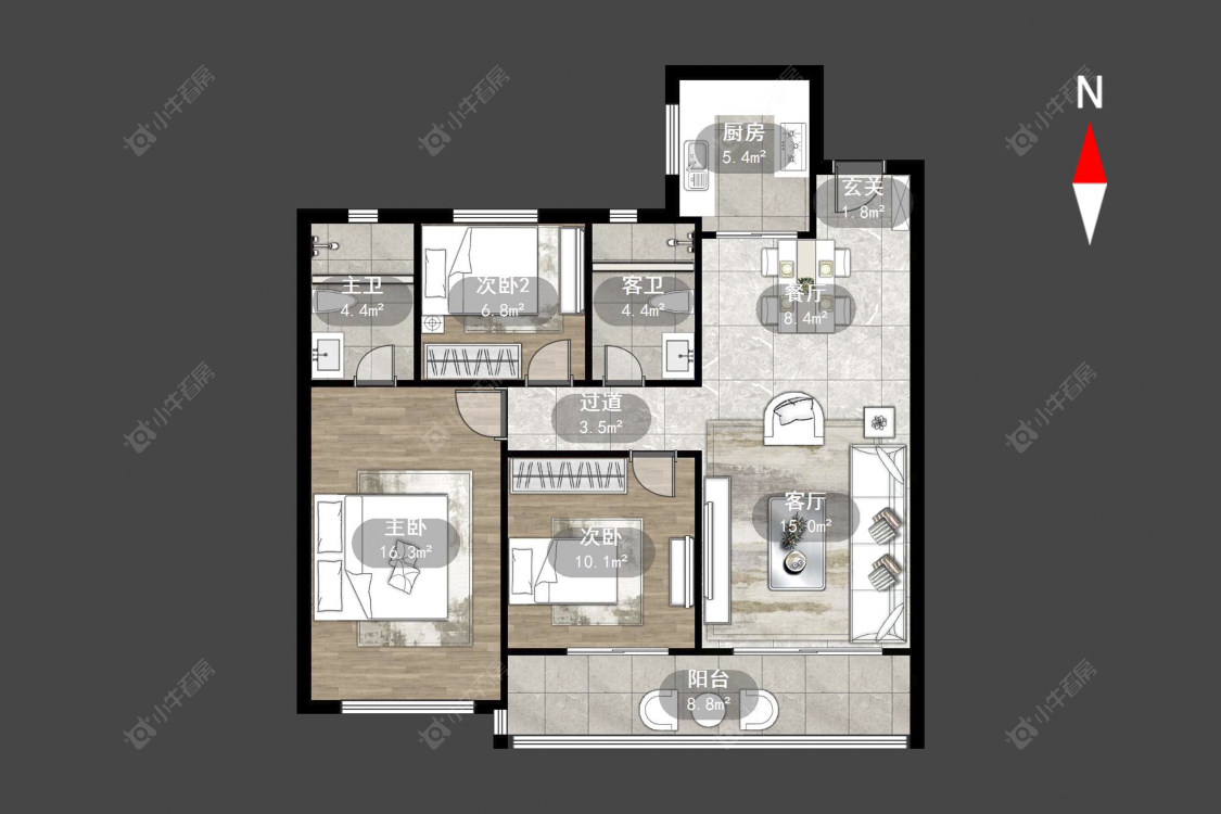 常州景瑞宸运天赋在售二手房源户型图_小牛看房