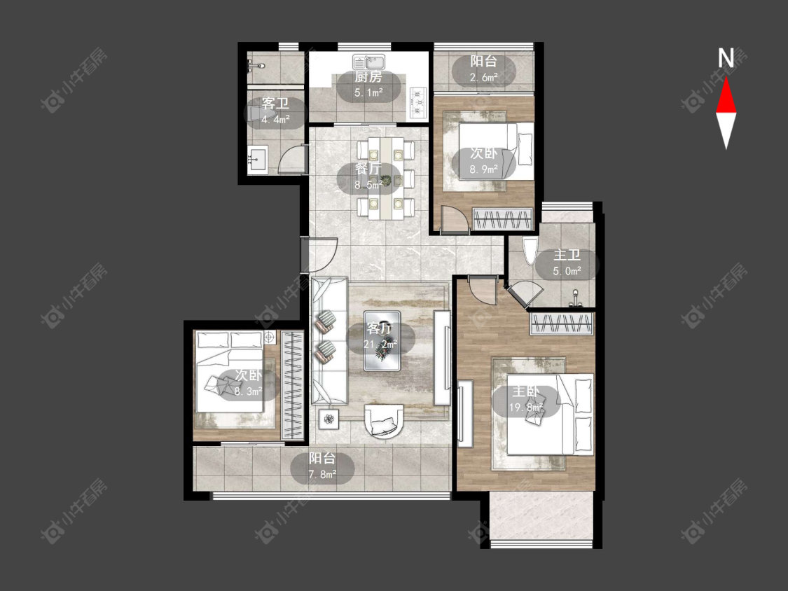 常州万达光语未来一期在售二手房源户型图_小牛看房