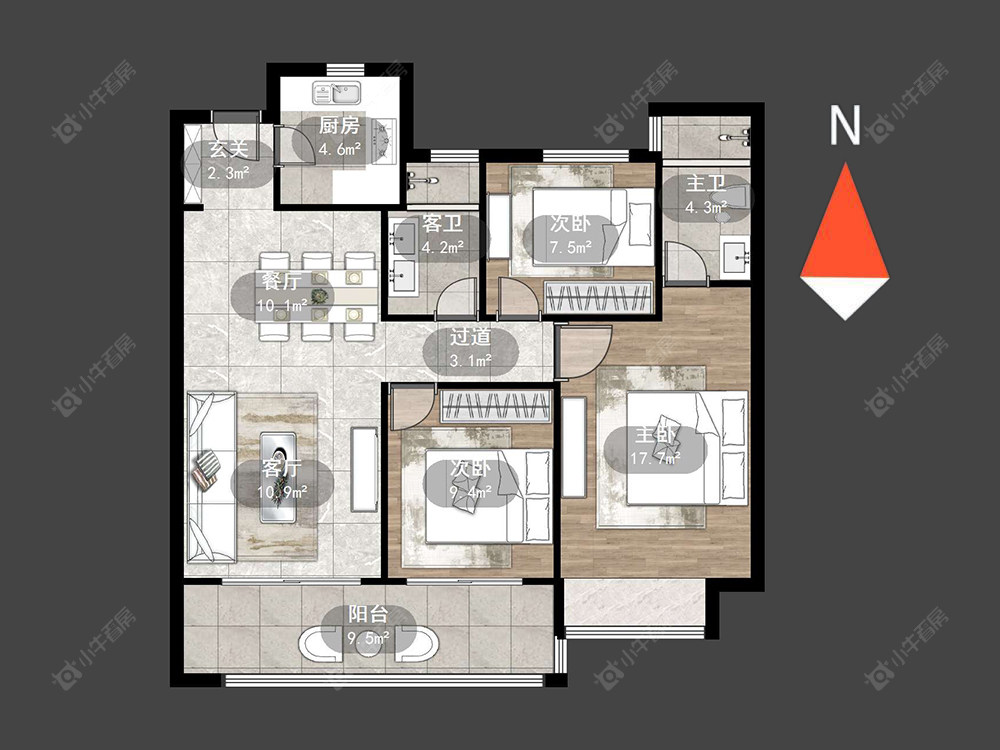 常州三盛汝悦春秋在售二手房源户型图_小牛看房