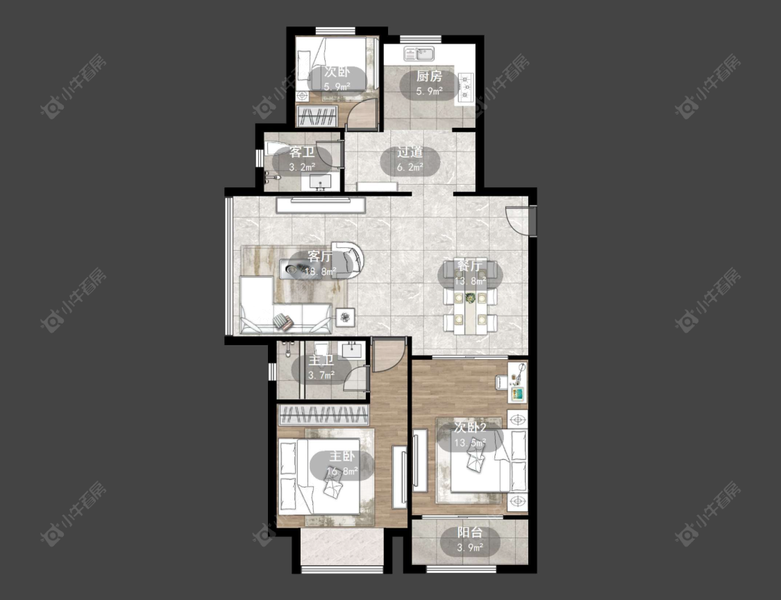 常州三江公园在售二手房源户型图_小牛看房