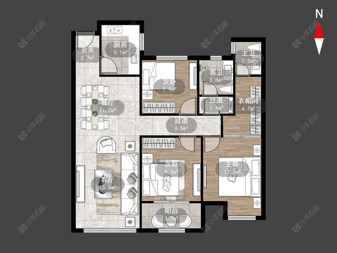 百兴华府二期房源户型图 常州百兴华府二期在售二手房源户型图_小牛看房