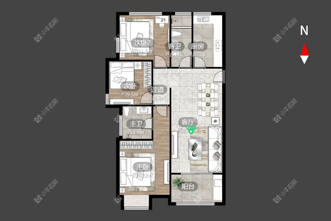 常州绿地香颂花园在租房源户型图_小牛看房