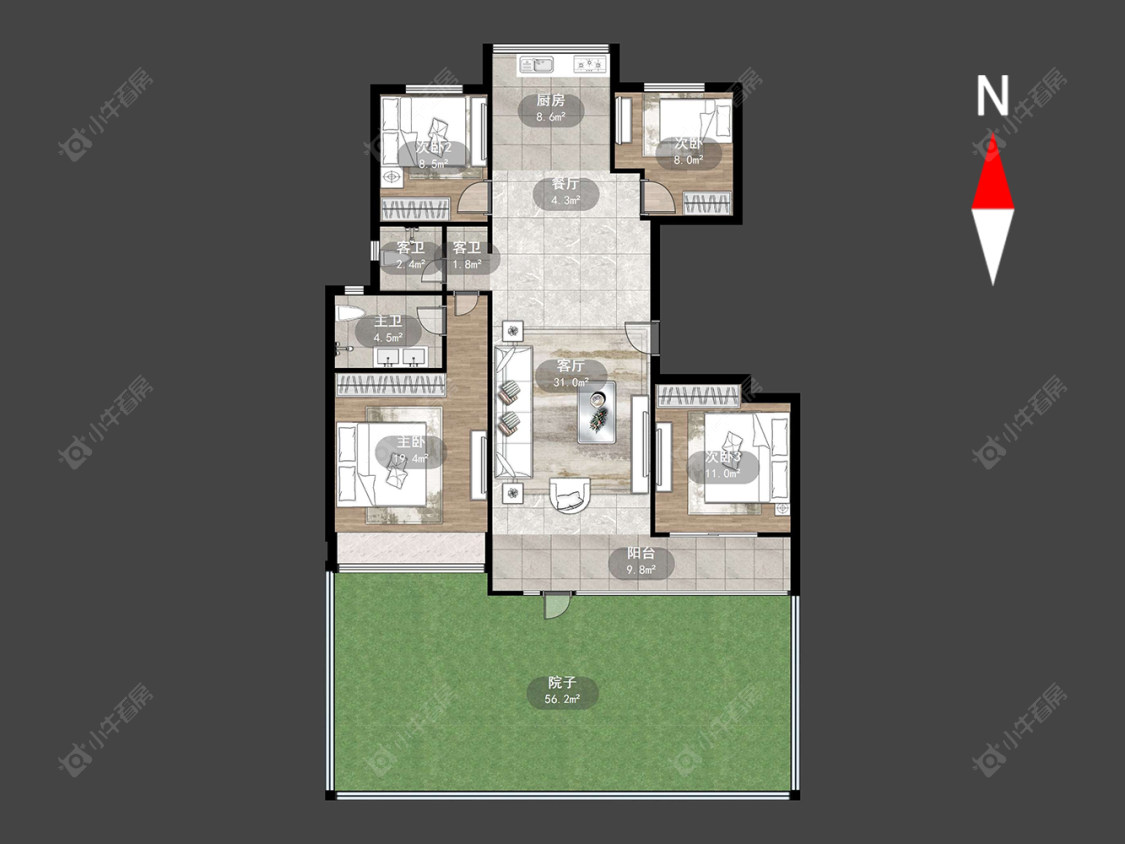 美的江山樾房源户型图 常州美的江山樾在售二手房源户型图_小牛看房