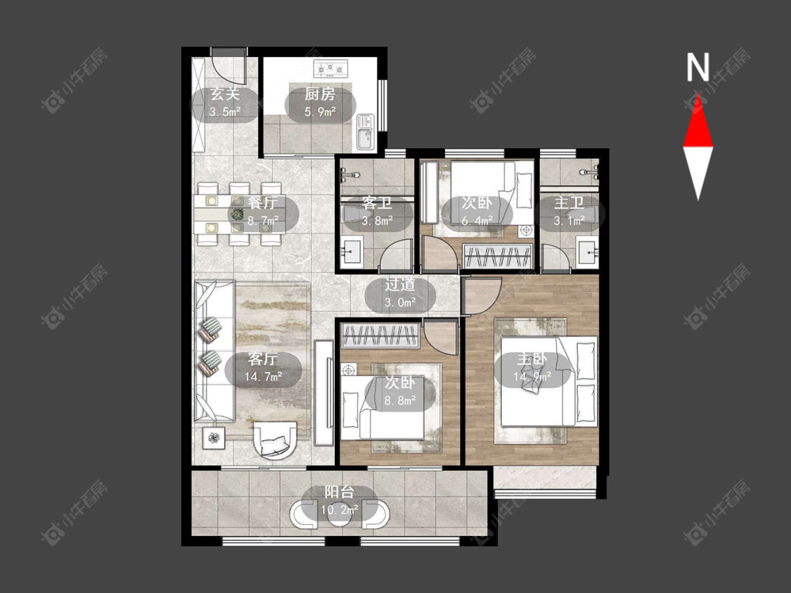 常州新城华宇悦隽公馆在售二手房源户型图_小牛看房