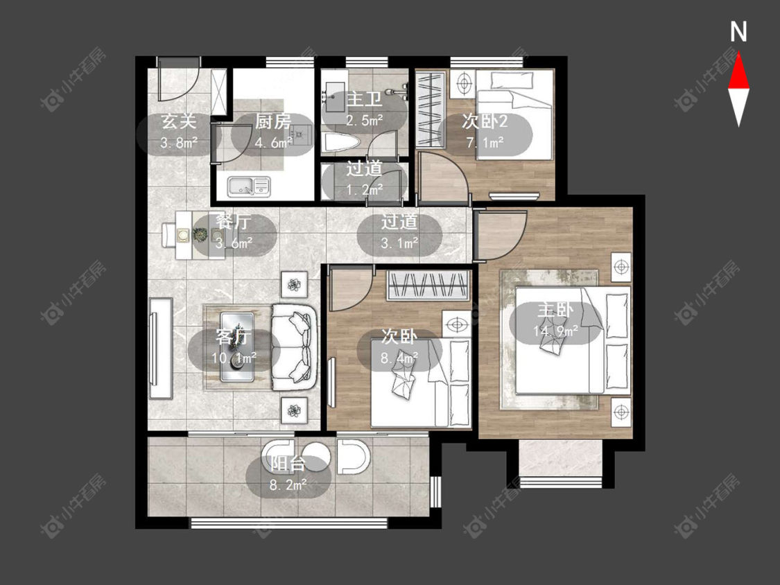 荷樾府房源户型图 常州荷樾府在售二手房源户型图_小牛看房