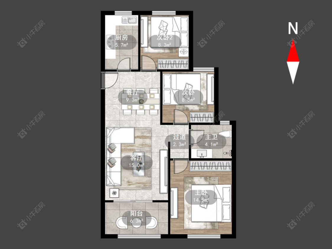 常州蔚蓝天地一二期在售二手房源户型图_小牛看房