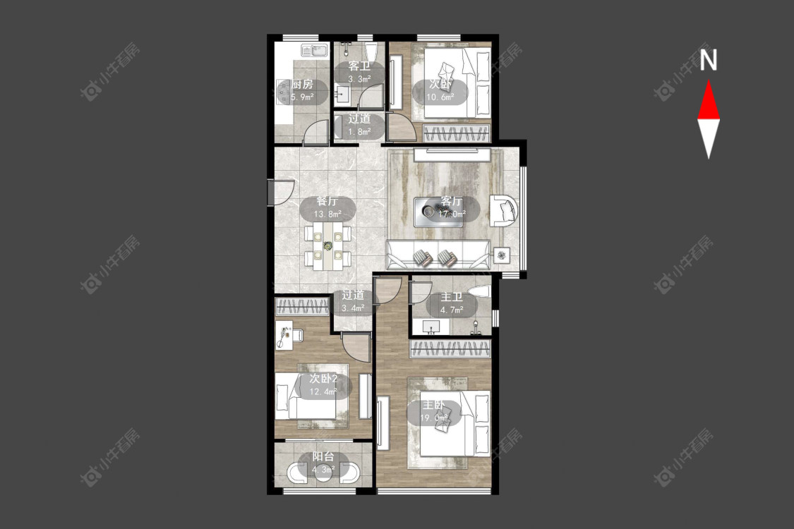 常州美的国宾府在售二手房源户型图_小牛看房