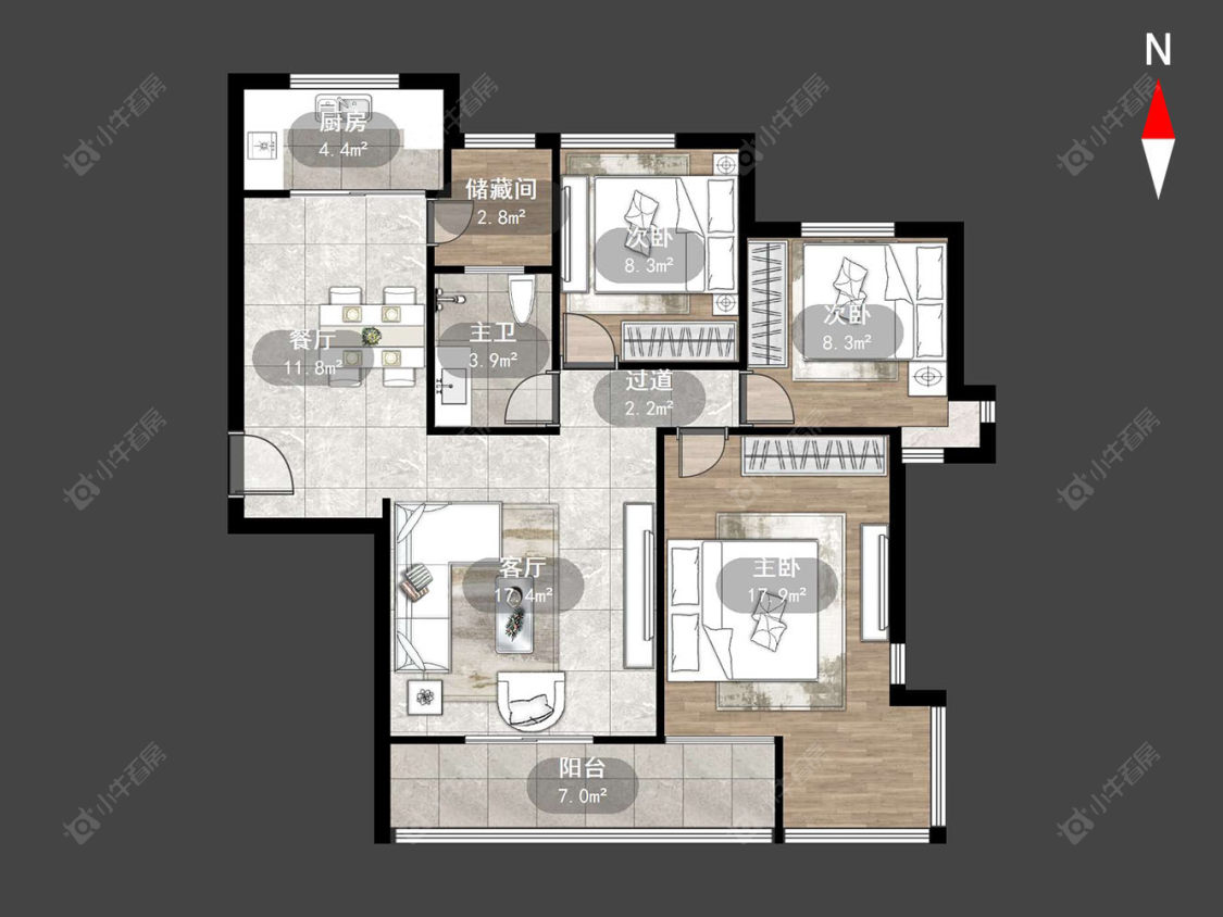 常州景瑞曦城在售二手房源户型图_小牛看房