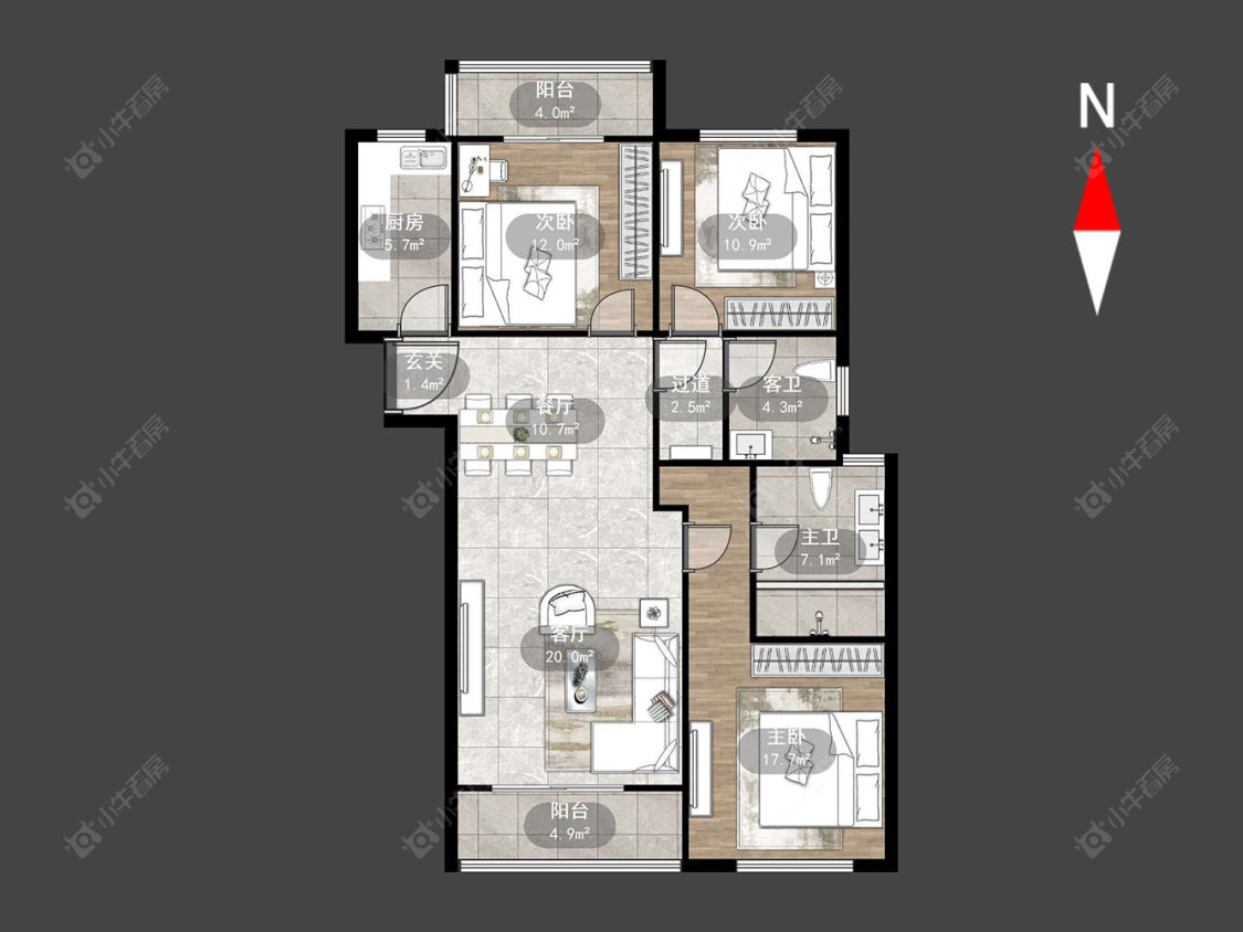 龙德花园房源户型图 常州龙德花园在售二手房源户型图_小牛看房