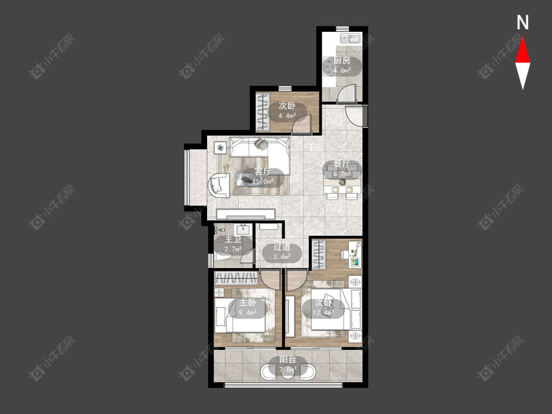 常州雅居乐路劲棠颂在售二手房源户型图_小牛看房