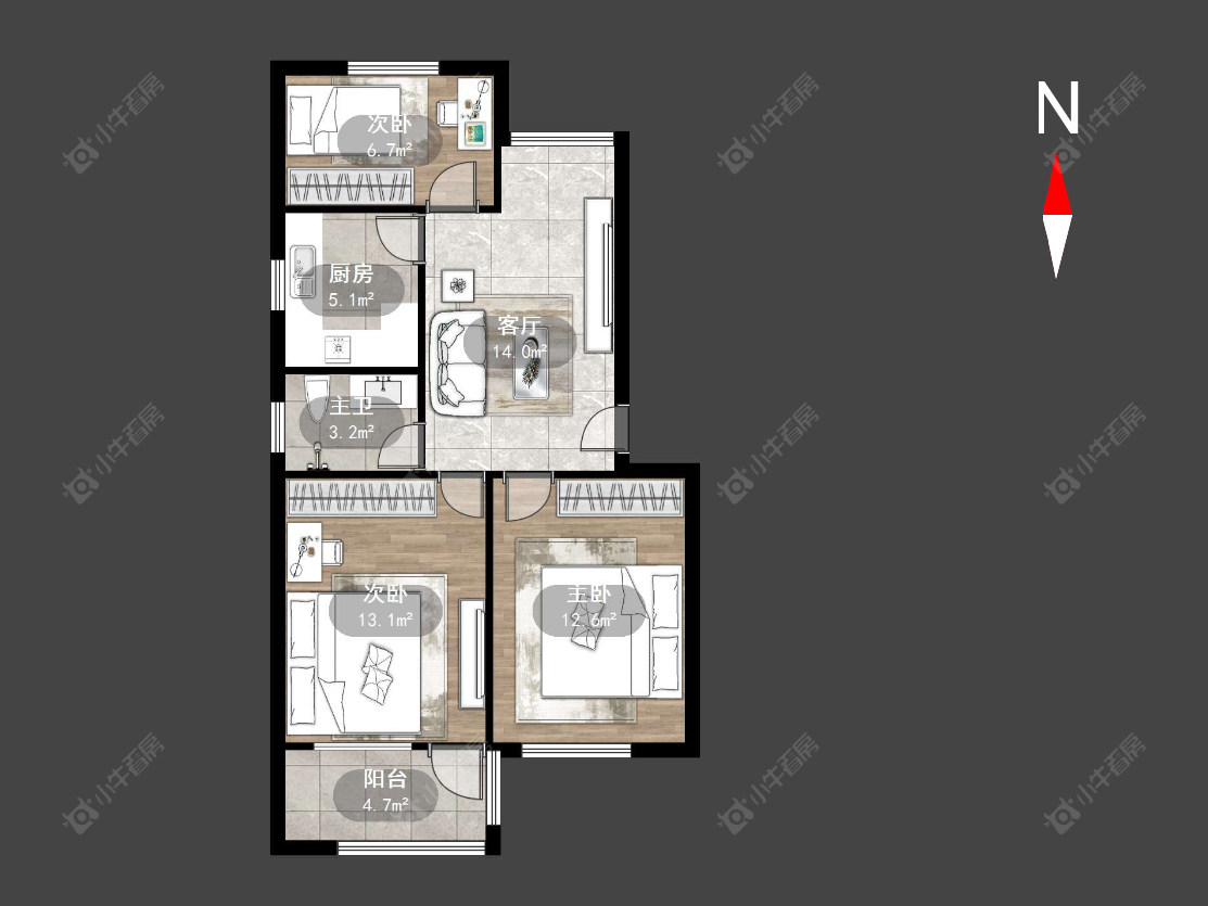 常州浦北新村在售二手房源户型图_小牛看房