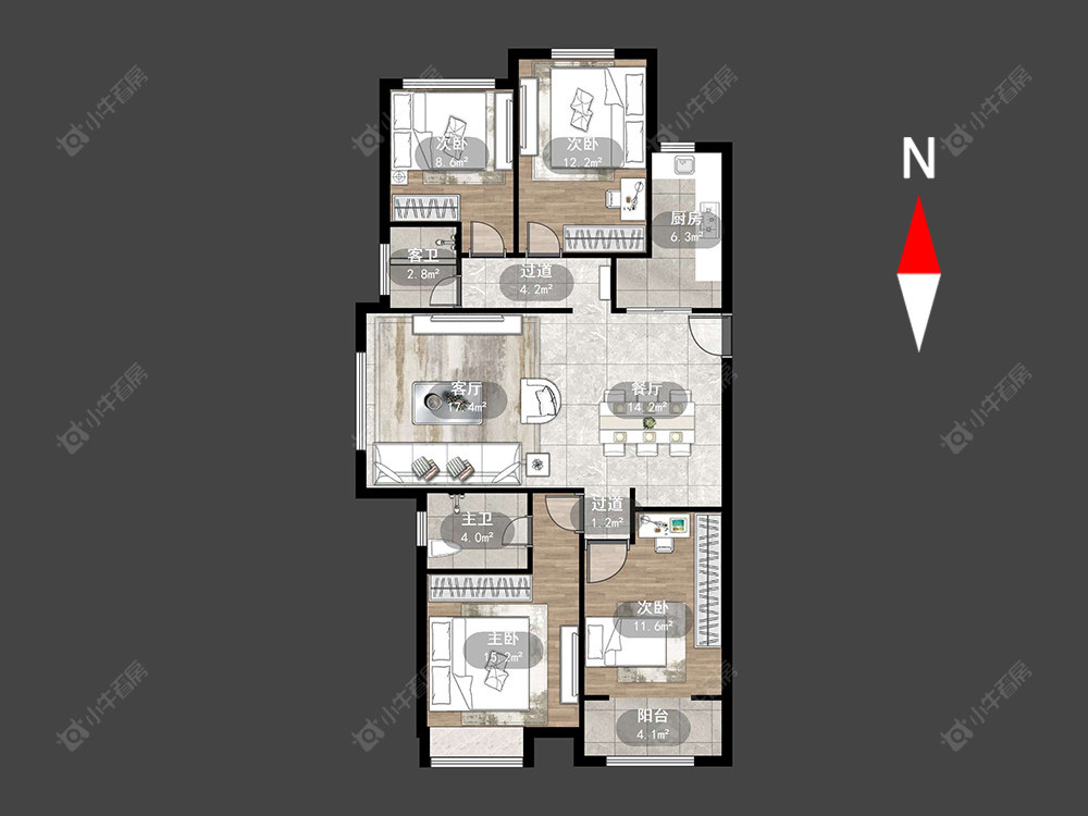 常州环太湖艺术城德郡在售二手房源户型图_小牛看房