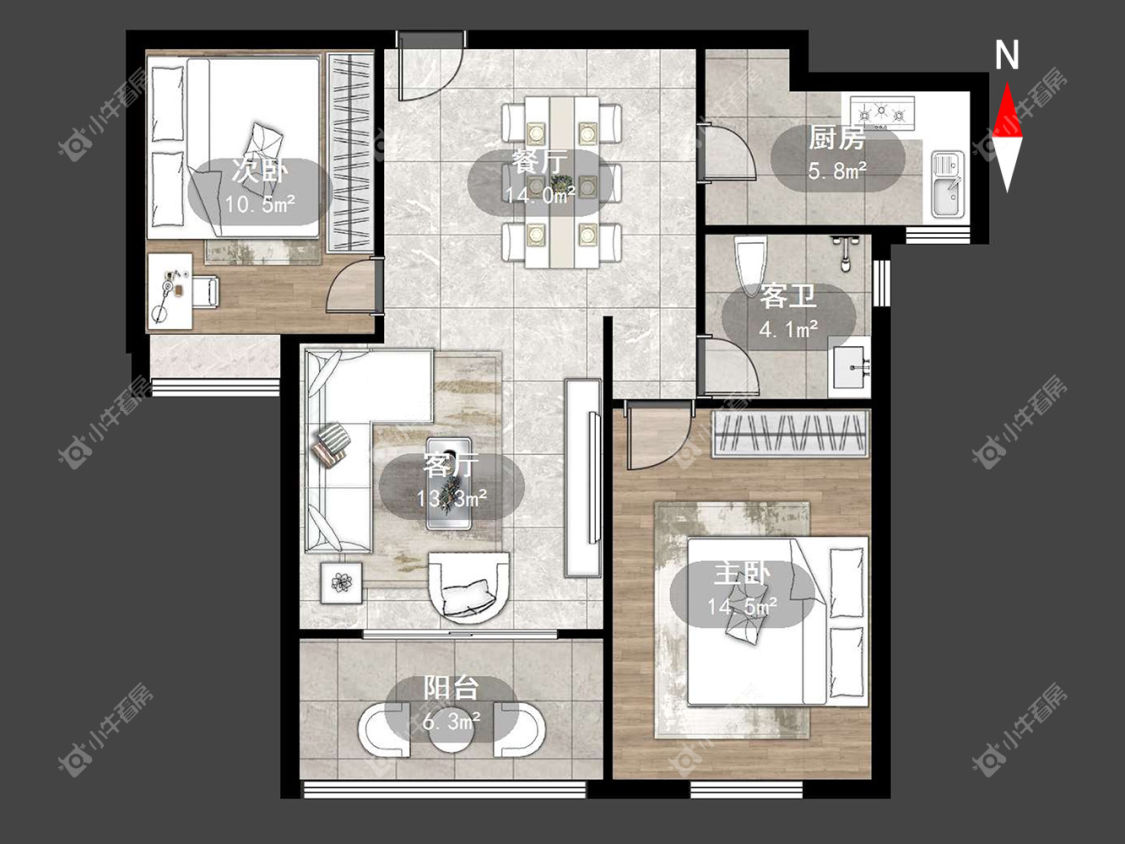 常州公园壹号三期在租房源户型图_小牛看房