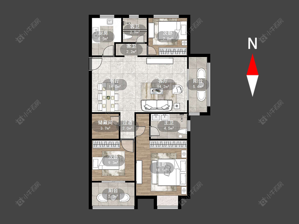常州招商花园城在售二手房源户型图_小牛看房