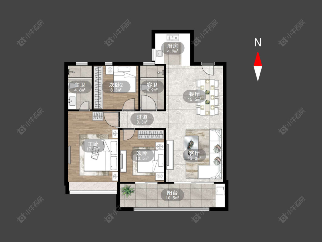 常州龙湖景粼天著在售二手房源户型图_小牛看房