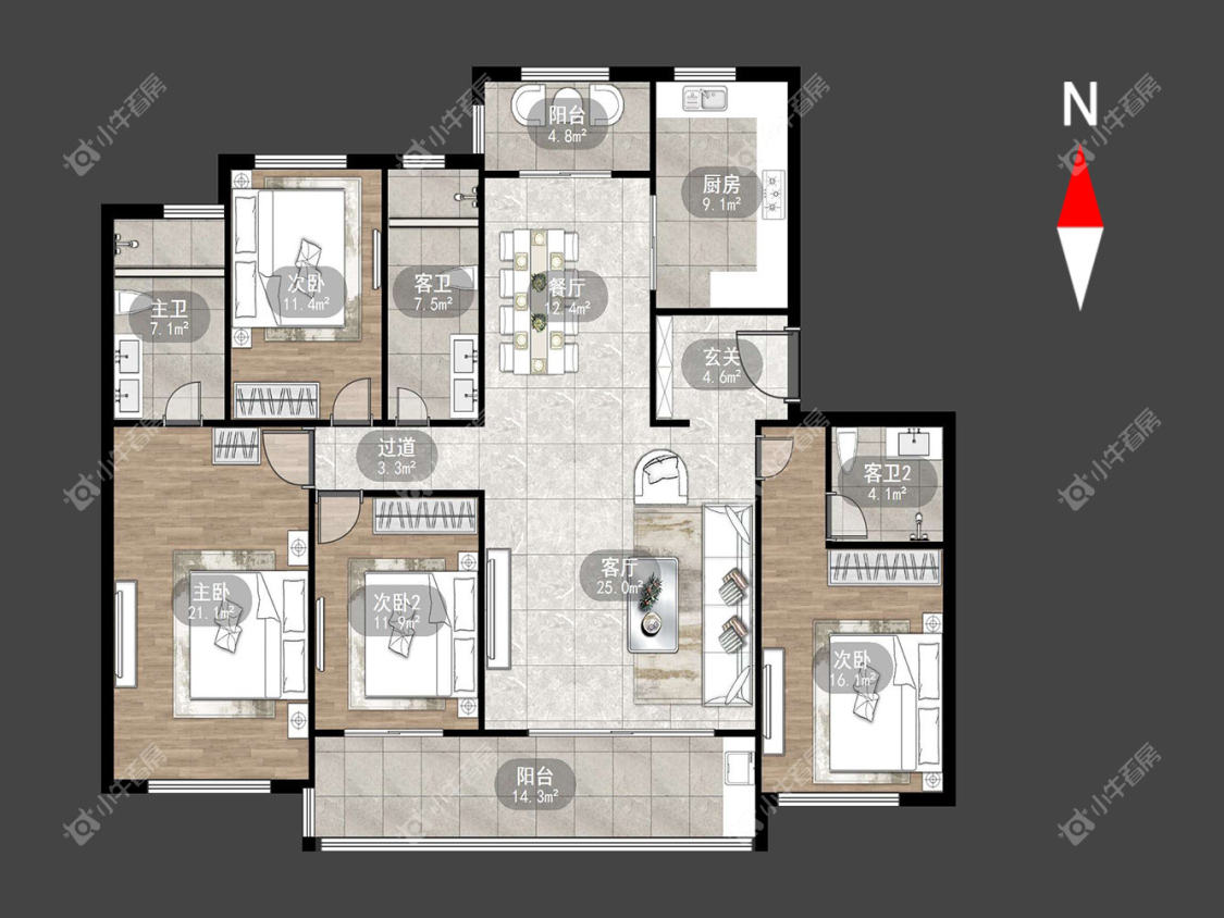 华宇新城天境房源户型图 常州华宇新城天境在租房源户型图_小牛看房