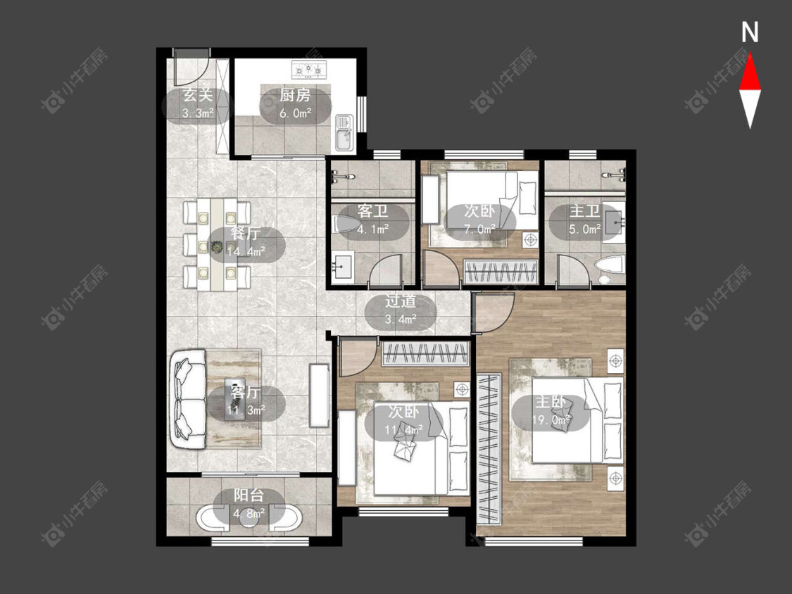 常州路劲城一期3室2厅2卫在售二手房房源图片