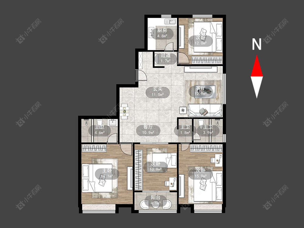 常州新濠澜境在售二手房源户型图_小牛看房