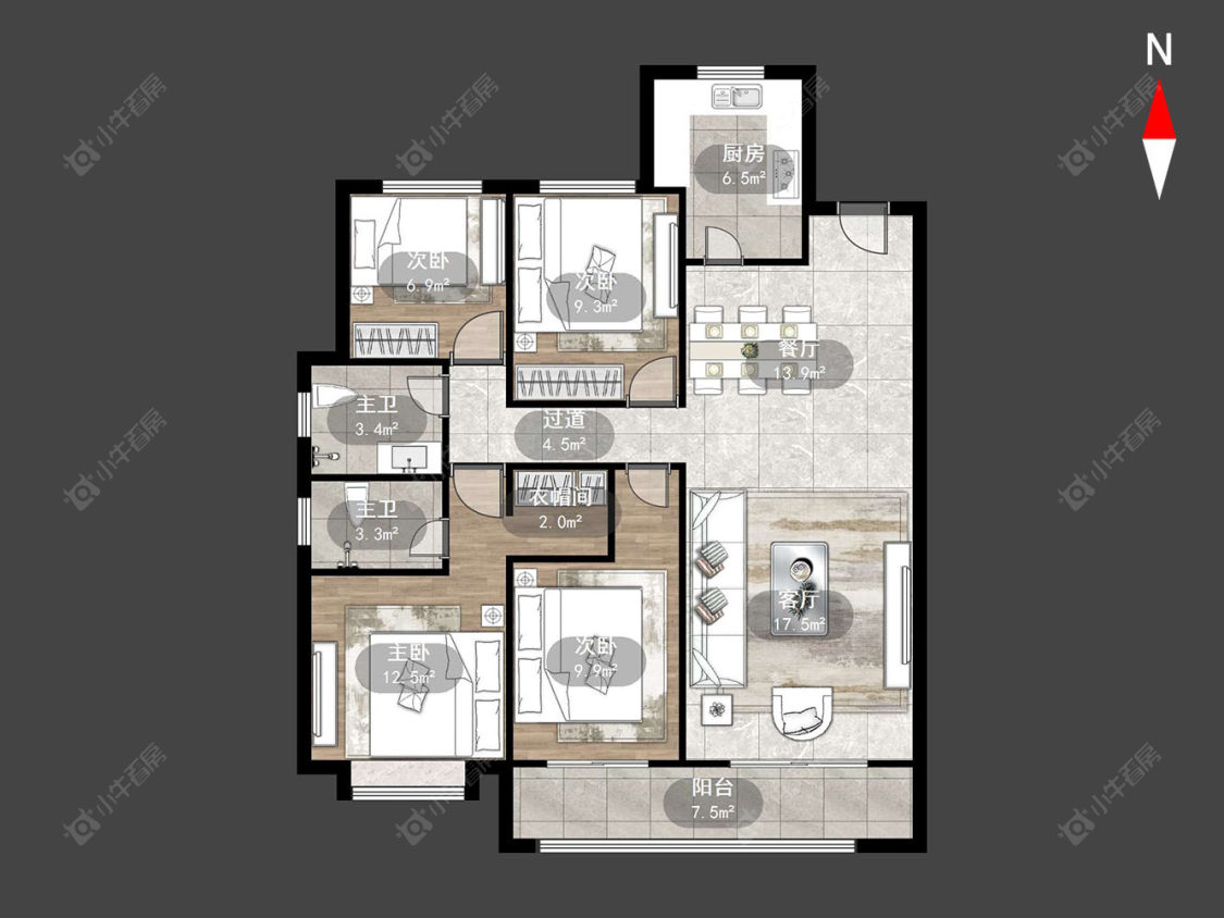 常州龙城金茂府东区在售二手房源户型图_小牛看房