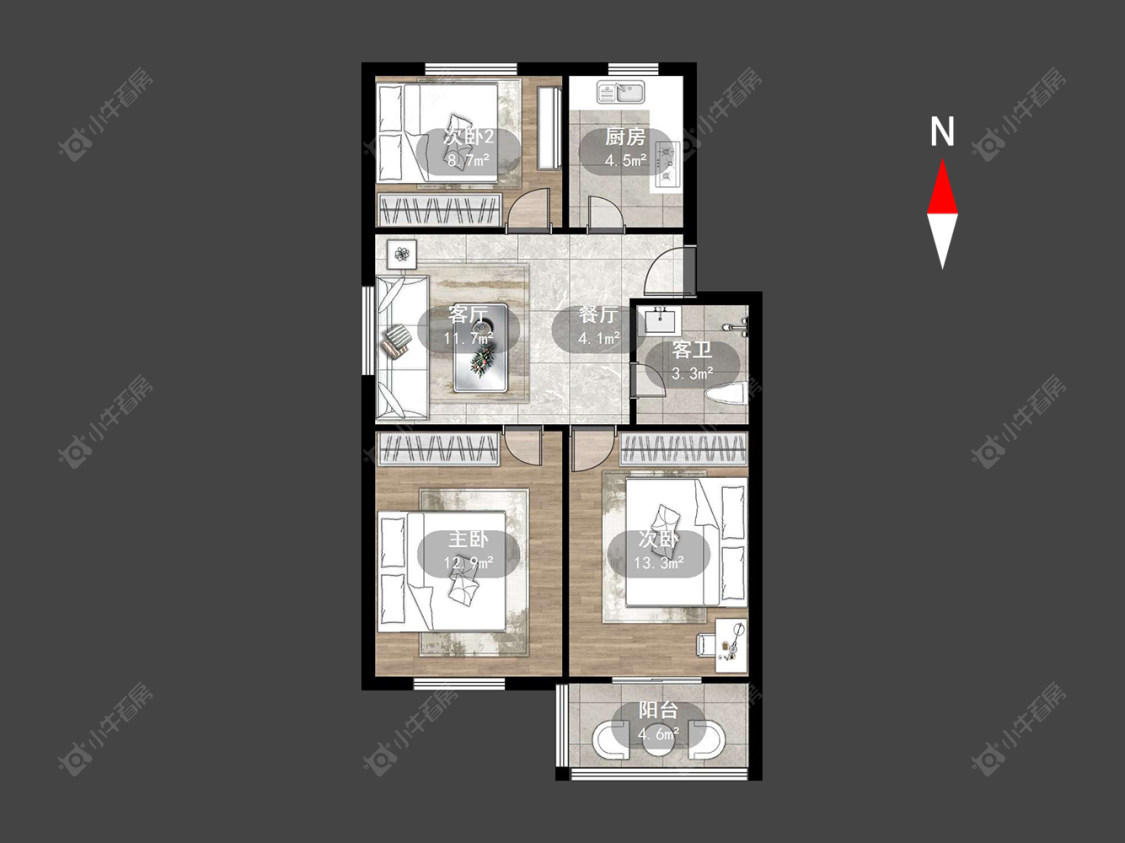 常州北环南村在售二手房源户型图_小牛看房