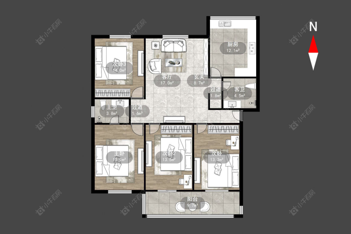 常州城中花苑在售二手房源户型图_小牛看房