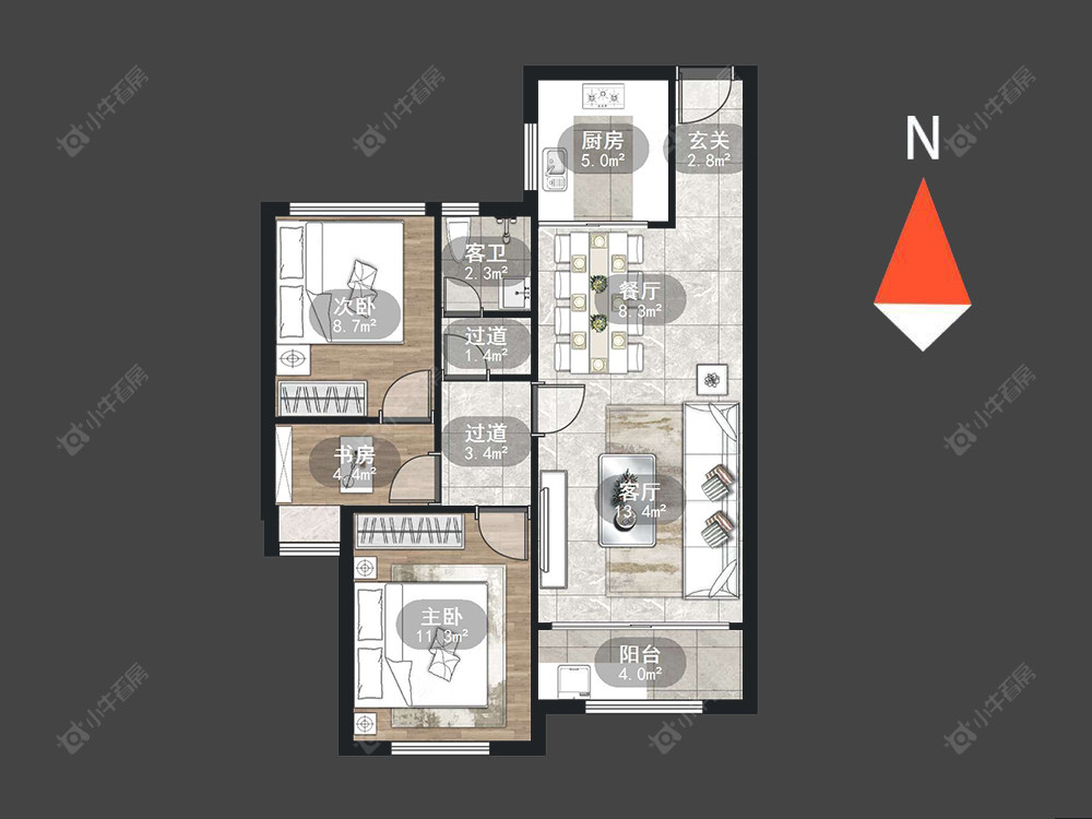 路劲城市主场房源户型图 常州路劲城市主场在售二手房源户型图_小牛看房