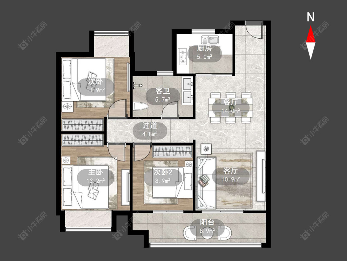 常州牡丹招商公园学府在售二手房源户型图_小牛看房