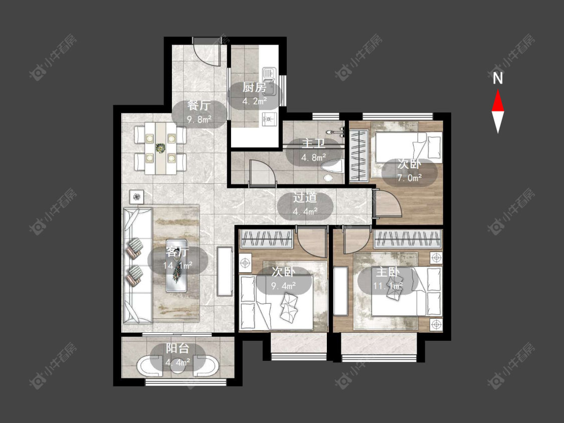 常州融创滨湖御园在售二手房源户型图_小牛看房