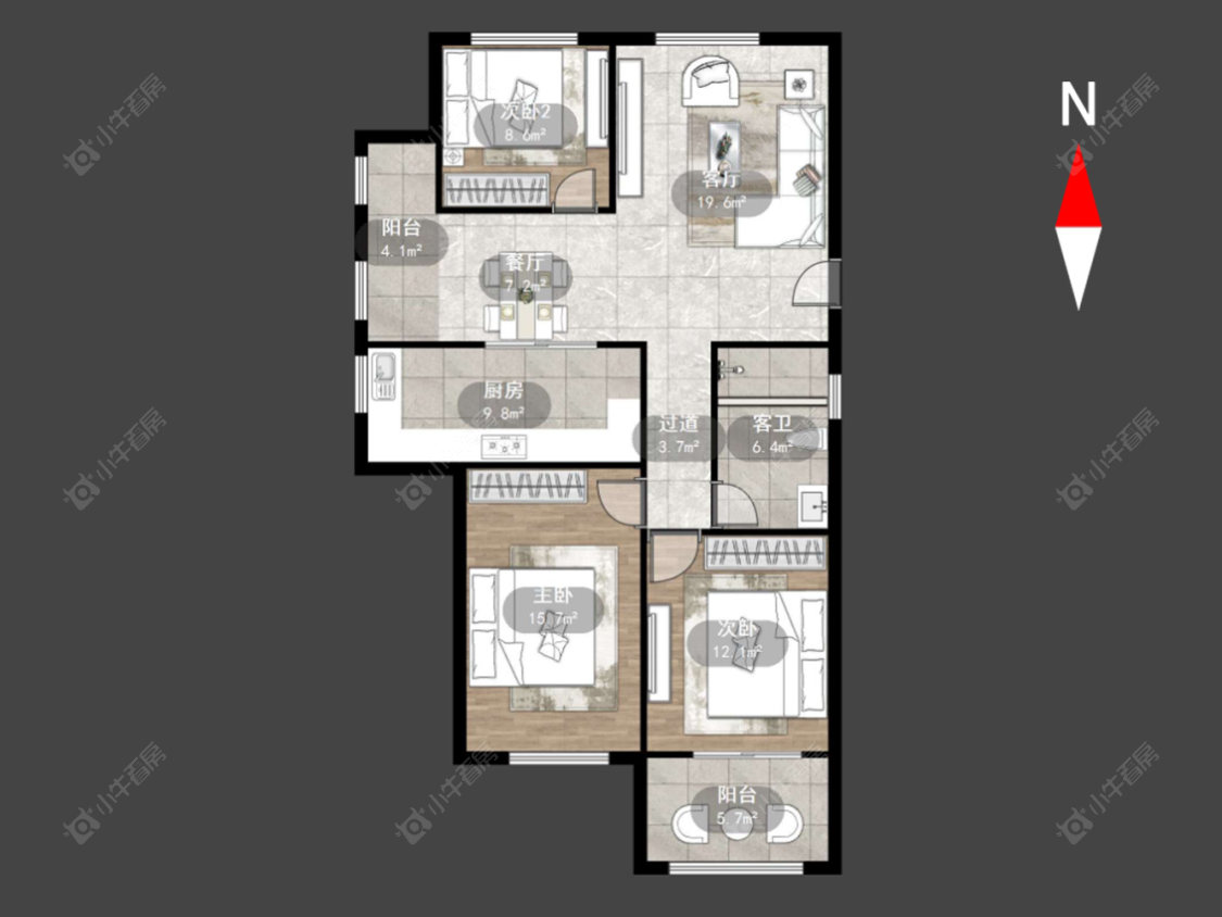 常州龙东花园在售二手房源户型图_小牛看房